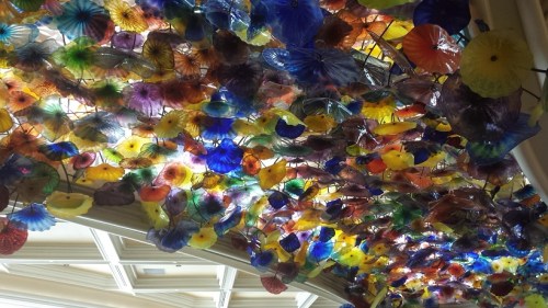 Chihuly glass on the ceiling of the Bellagio lobby